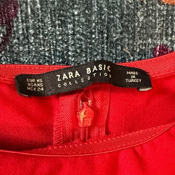 Zara Elegant Red Off-Shoulder Dress, Size XS - Picture 3 of 6
